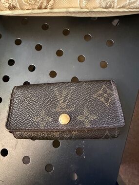 Louis Vuitton Brown Leather Snap Key Pouch with Gold Hardware key holder